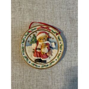 Cherished Teddies Enesco 1996 Season For Santa 3" Sculpted Round Plate Ornament